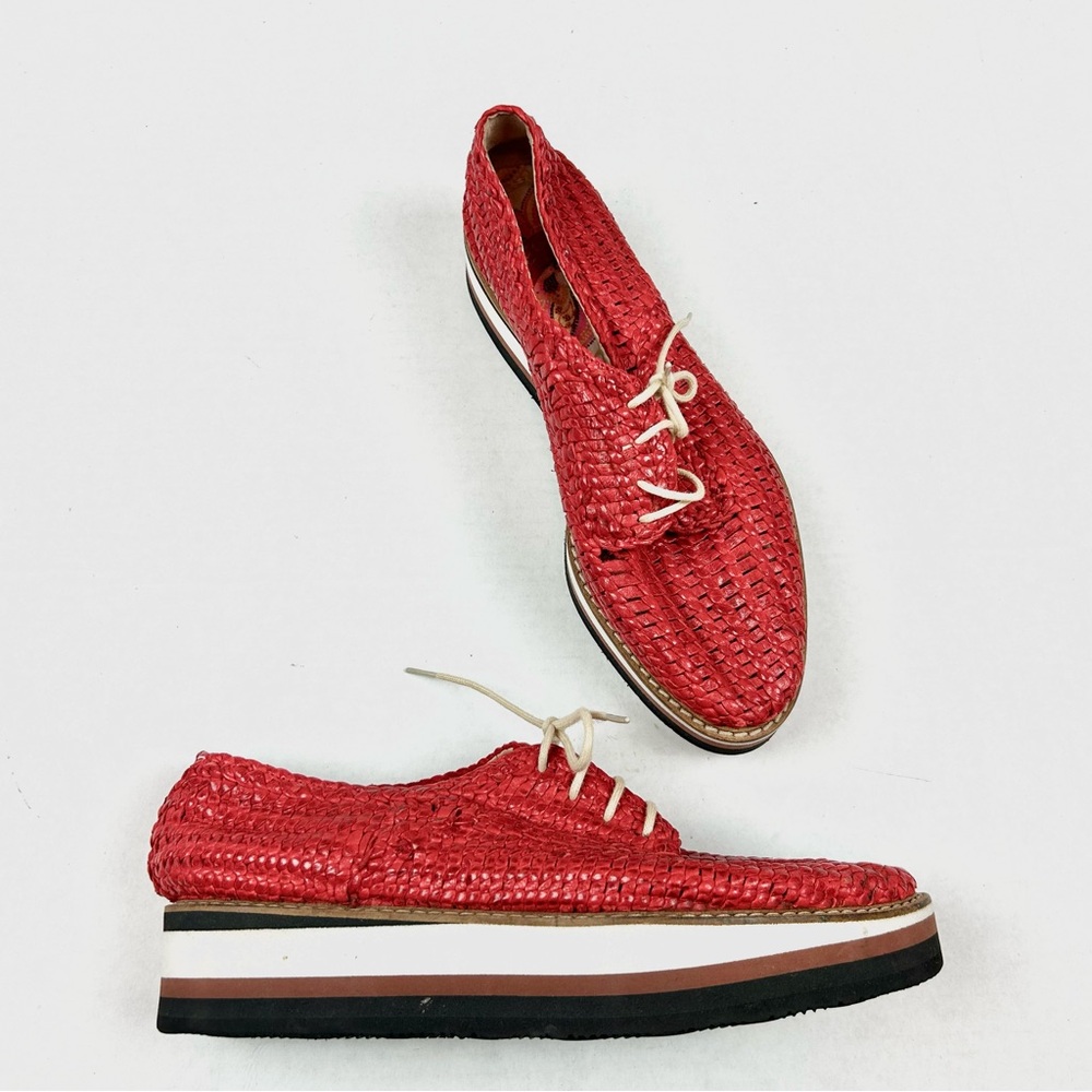 Hego's Red Woven Platform Women's Shoes
